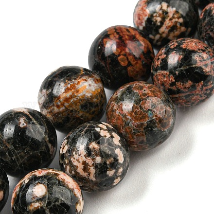 Natural Red Snowflake Obsidian Round Beads Strands G-P503-10MM-06-1