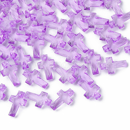 透明なアクリルパーツ  多面カット  クロス  青紫色  16x10x4.5mm  穴：1.5mm  約3300個/500g MACR-S373-130-B05-1