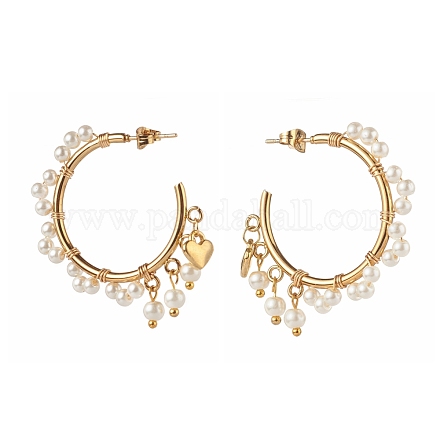 Glass Pearl Beads Stud Earrings EJEW-TA00003-1