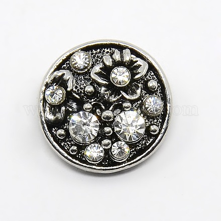 Boutons instantanés d'accessoire à bijoux en alliage de zinc d'argent antique SNAP-G001-42A-FF-1