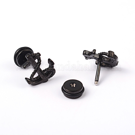 Anchor 304 Stainless Steel Ear Fake Plugs Gauges EJEW-L164-18B-1
