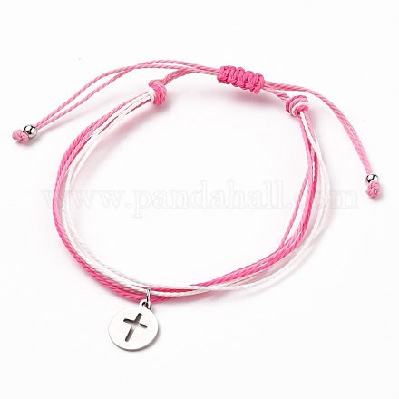 Bracelets tressés en cordon de polyester ciré BJEW-JB05663-05-1