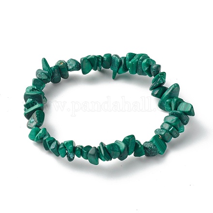 Bracelets extensibles en perles de malachite naturelles pour enfants BJEW-JB06388-11-1