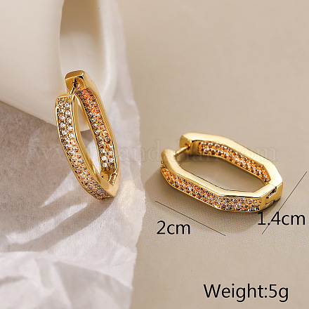 Овальные серьги-кольца из латуни с микропаве и цирконием FS-WG2CC95-03-1