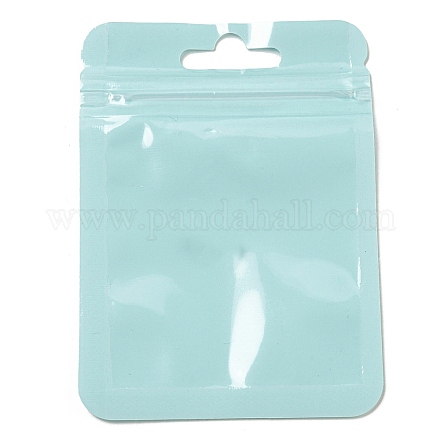 長方形のプラスチック陰陽ジップロックバッグ  再封可能な包装袋  セルフシールバッグ  淡いターコイズ  10x7x0.02cm  片側の厚さ：2.5ミル（0.065mm） ABAG-A007-02B-05-1