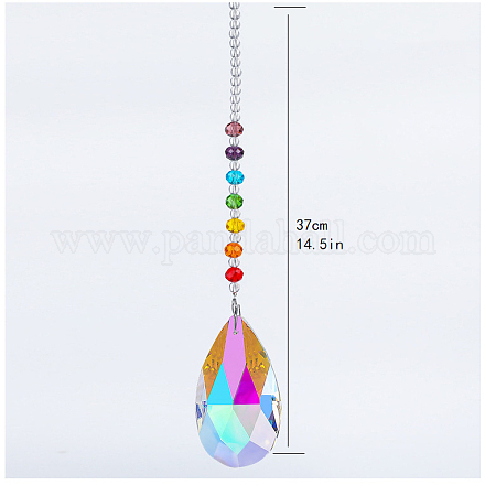 Chakra Theme K9 Crystal Glass Big Pendant Decorations HJEW-PW0001-019C-1