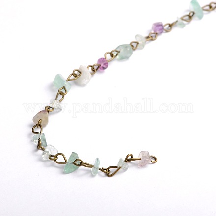 Chaînes de perles de copeaux de fluorite naturels faits à la main pour la fabrication de bracelets de colliers X-AJEW-JB00044-01-1
