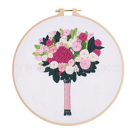 Flower Pattern DIY Embroidery Kit DIY-P077-136-1