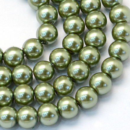 Backen gemalt pearlized Glasperlen runden Perle Stränge HY-Q003-14mm-49-1