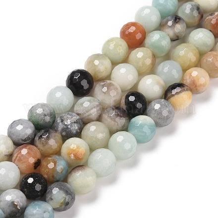 Brins de perles d'amazonite de fleurs naturelles G-E571-26C-1