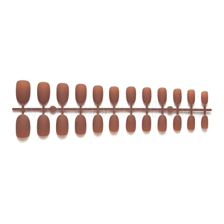 12 faux ongles courts français de couleur unie naturelle givrée de taille différente MRMJ-T078-97-20-1
