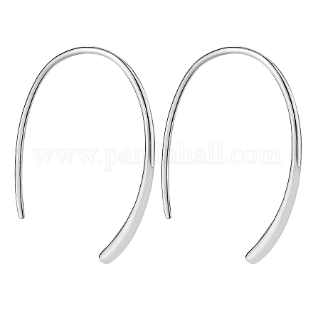 Rhodinierte 925 Sterling Silber schlichte ovale Ohrhänger für Damen JE1080A-1