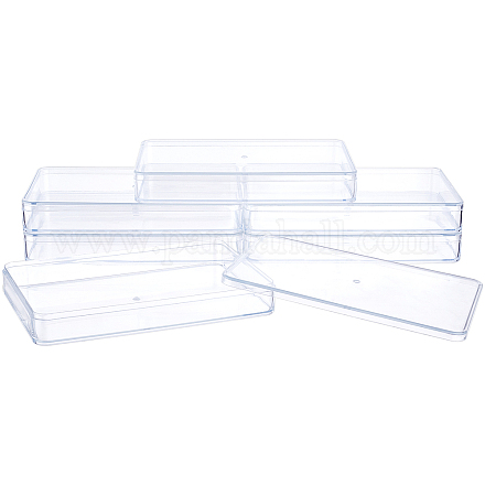 SUPERFINDINGS 4 Pack 21.3x14.8x4cm Clear Plastic Beads Storage Containers Boxes with Lids Rectangle Plastic Organizer Storage Cases for Beads Cards Cotton Swab Ornaments Craft Accessories CON-WH0074-92A-1