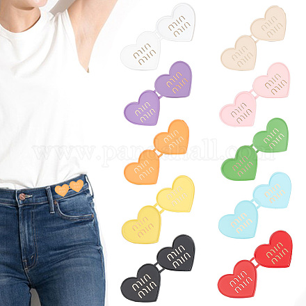 Gomakerer 10 pièces 10 couleurs dopamine couleur série coeur avec mot peint par pulvérisation alliage réglable jean bouton épingles FIND-GO0001-45-1