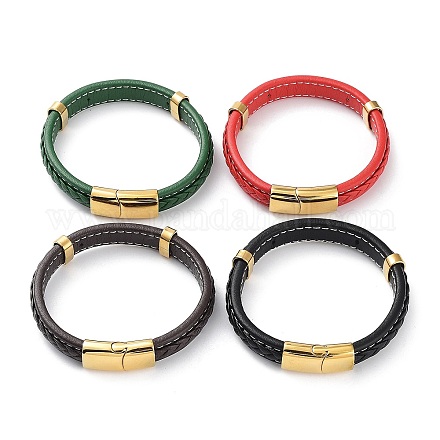 Bracelets de cordon en cuir BJEW-M406-02G-1