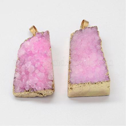 Electroplated Natural & Dyed Druzy Agate Pendants G-N0167-006-1