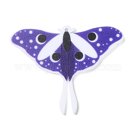 不透明な樹脂製の大きなペンダント  動物の蝶のチャーム  ミディアムスレートブルー  41.6x53x2mm  穴：1.4mm CRES-D012-04B-1