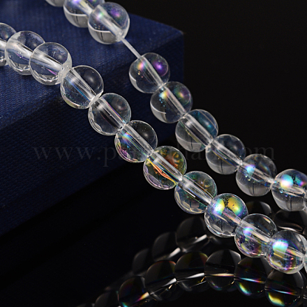 Chapelets de perles en verre rondes X-GR8mm01Y-AB-1