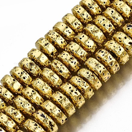 Electroplated Natural Lava Rock Beads Strands X-G-T114-67G-1