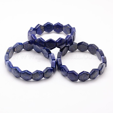 Hexagram Natural Lapis Lazuli Bead Stretch Bracelets BJEW-M162-04-1