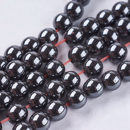 Chapelets de perle en hématite synthétique sans magnétique G-R193-19-4mm-1