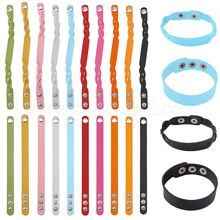 Chgcraft 20pcs 20 style ensemble de bracelets de cordon en cuir pu BJEW-CA0001-09-1