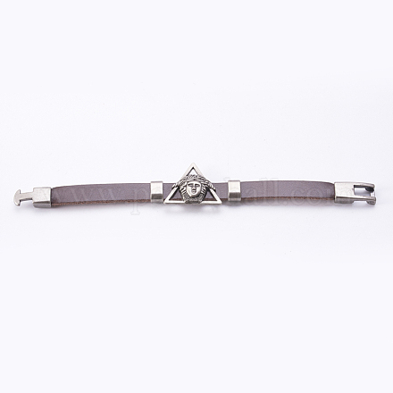 Men's PU Leather Cord Bracelets BJEW-K192-03C-02-1