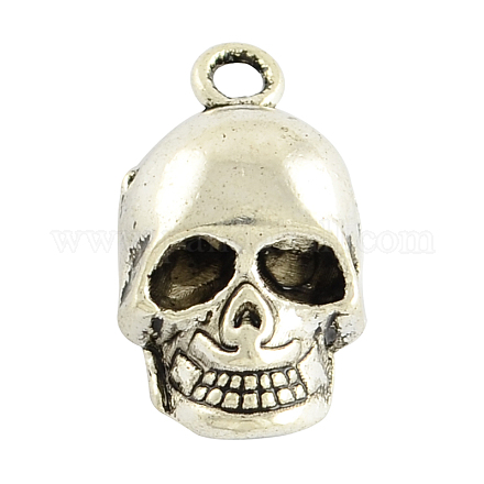 Halloween Tibetan Style Alloy Skull Pendants X-TIBEP-2884A-AS-LF-1