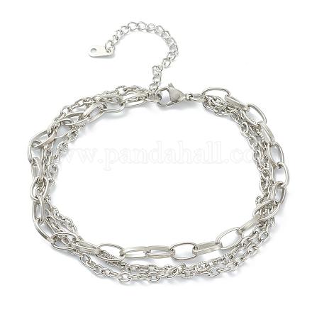 304 bracelets multi-rangs chaîne forçat en acier inoxydable STAS-A051-05P-1