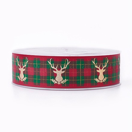 Polyester Grosgrain Ribbon for Christmas Reindeer/Stag SRIB-P013-E02-1