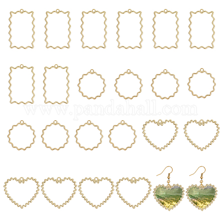 CHGCRAFT 24PCS 3Style Golden Plated Alloy Pendants PALLOY-CA0002-49-1