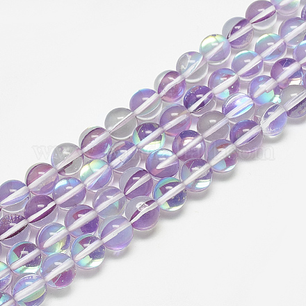 Chapelets de perles en pierre de lune synthétique G-S300-117E-8mm-1