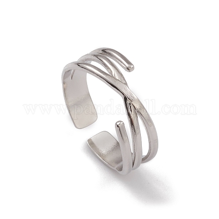 304 кольцо из нержавеющей стали с перекрещивающимися манжетами для женщин RJEW-G285-50P-1