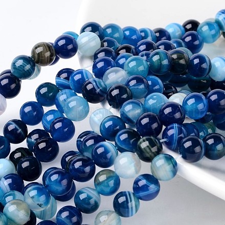 Agate à rayures naturelles/perles d'agate à bandes X-AGAT-8D-8-1