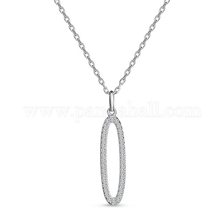 TINYSAND  inchO inch Shaped 925 Sterling Silver Cubic Zirconia Pendant Necklaces TS-N317-S-1