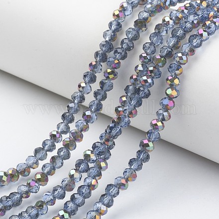 Electroplate Transparent Glass Beads Strands X-EGLA-A034-T6mm-R02-1