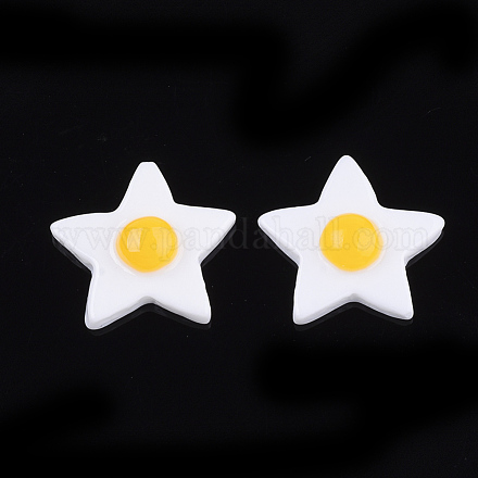 樹脂カボション  星の目玉焼き/ポーチドエッグ  ホワイト  19x19.5~20x5mm CRES-T010-74-1