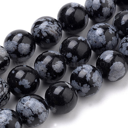Chapelets de perles de flocon de neige en obsidienne naturelle G-S259-20-8mm-1