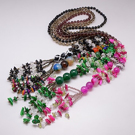 Collane di agata perline delle donne alla moda NJEW-L027-33-1