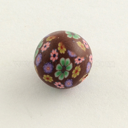 Handmade Flower Pattern Polymer Clay Beads CLAY-Q174-14-1