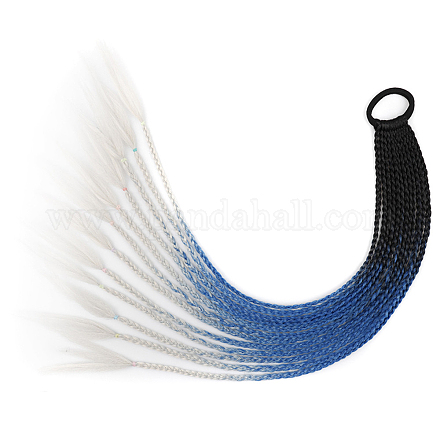 Trenzas de colores de fibra de alta temperatura pieza de cabello cola de caballo rastas adornos para el cabello OHAR-PW0003-203-32-1