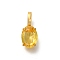 Ion Plating(IP) 304 Stainless Steel Rhinestone Pendants, Oval Charms, Real 14K Gold Plated, Light Topaz, 14x6x4.5mm, Hole: 4.5x2.5mm