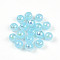 Electroplate Pearlized Glass Pearl Beads, Iridescent, Round, Sky Blue, 8x7.5mm, Hole: 1.4~1.5mm, about 692pcs/Pound