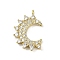 Brass Micro Pave Cubic Zirconia Pendants, Moon, Long-Lasting Plated, Cadmium Free & Lead Free, Rack Plating, Real 18K Gold Plated, 23.5x15.5x3.5mm, Hole: 1.5mm