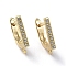 Brass Micro Pave Cubic Zirconia Hoop Earring Findings with Latch Back Closure, with Horizontal Loop, Clear, Golden, 15x2x12mm, Hole: 1.2mm, Pin: 1mm