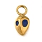 304 Stainless Steel Pendants, Intelligent Beings Charms, with Rhinestone, Ion Plating(IP), Real 14K Gold Plated, 11x5x3.5mm, Hole: 2.3mm
