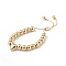 Rack Plating Brass Slider Bracelets, Long-Lasting Plated Heart & Round Beaded Adjustable Bracelets for Women, Cadmium Free & Lead Free, Real 18K Gold Plated, 10-1/4 inch(26cm)