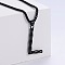Stylish Stainless Steel Initial Pendant Necklaces, Black, Letter L