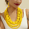 Wood Beaded Multilayer Necklaces & Dangle Earrings Sets, Gold, 640~720mm