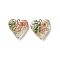 Inner Dried Flower Transparent Resin Pendants, with Brass Finding, Heart Charms, Light Salmon, 25.5x25.5x11mm, Hole: 1.8mm